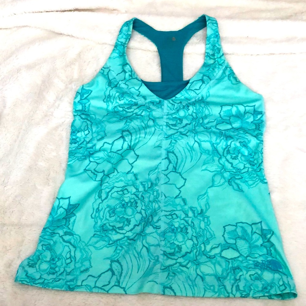 NWOT turquoise North Face tank w shelf bra